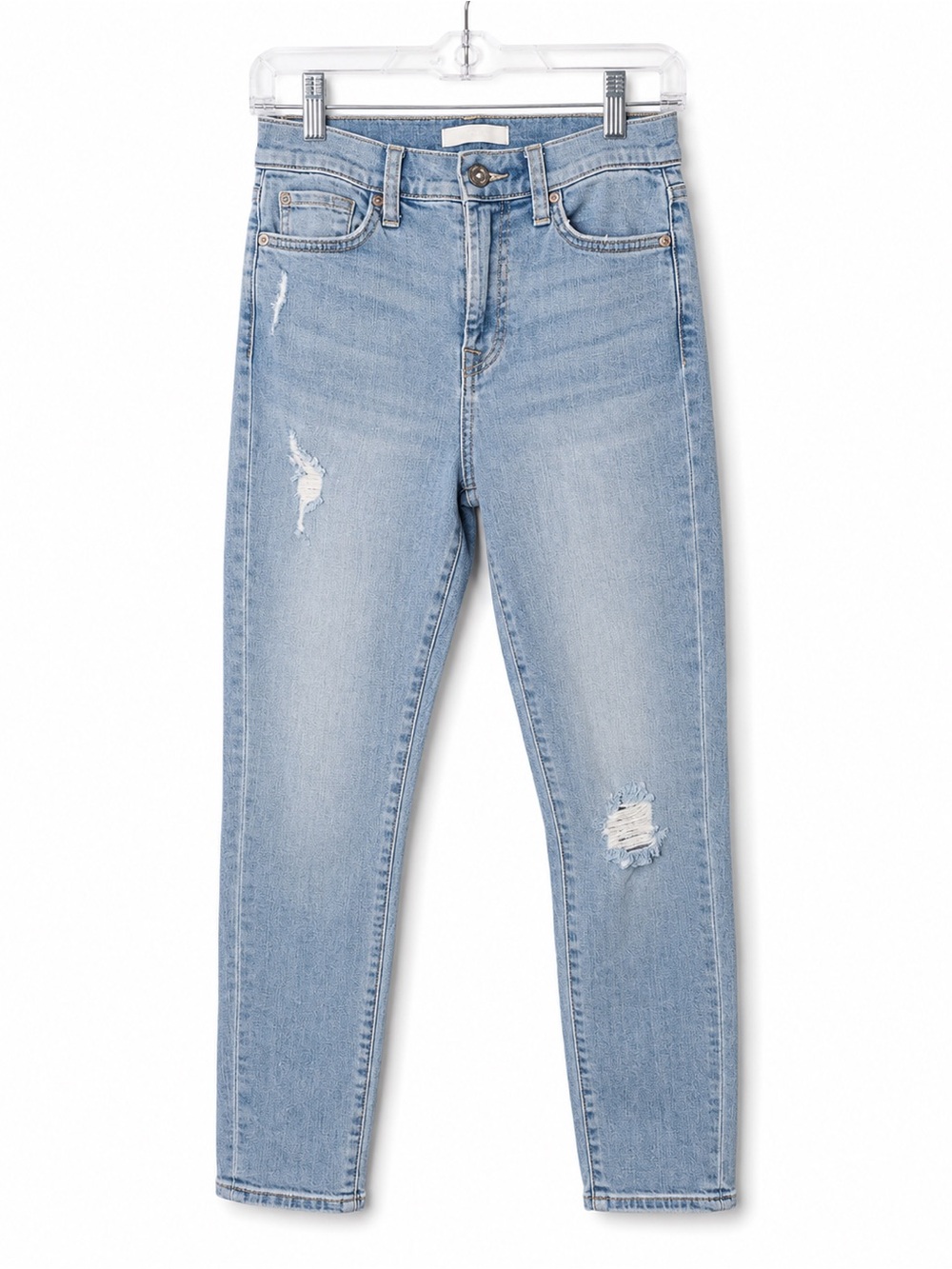 7 For All Mankind Light Blue High-Rise Distressed Jeans